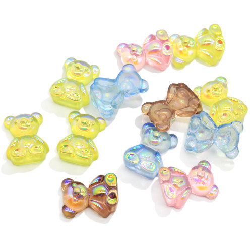 3D AB Colorful Gummy Bear Resin Cabochon Flatback Animal Bright Bear Charms for DIY Home Craft Earring Pendants Jewelry Making