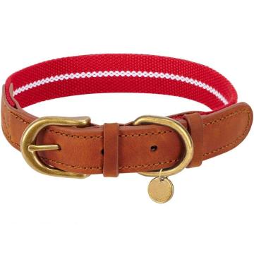 pet collar leather and ribbon stitching pet collar