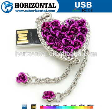 best gifts long tassel red blue purple rose heart USB flash drive