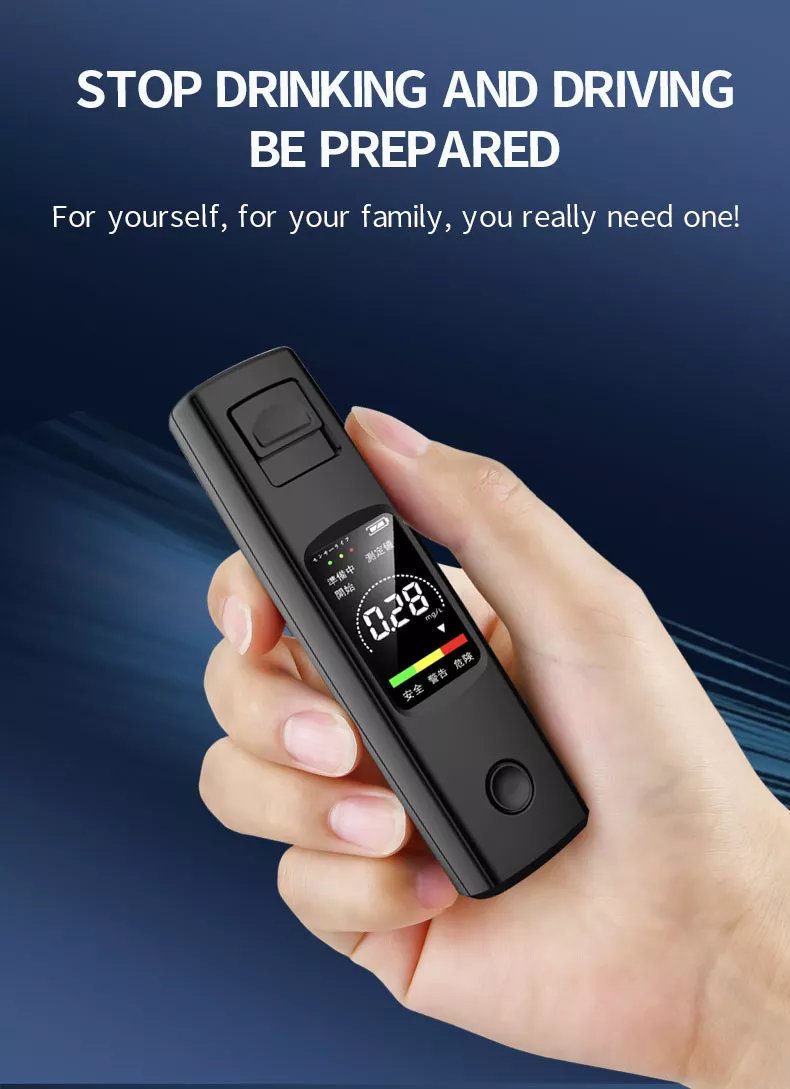 Digital Breath Electronic Alcohol Checker USB Rechargeable Portable Alcohol Tester Police Breathalyzer