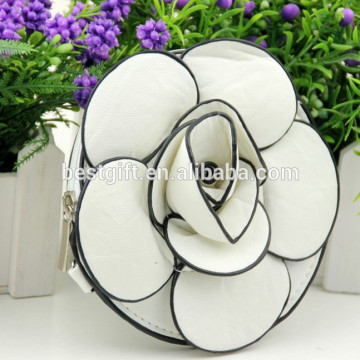 fashionable coin holder, pu leather coin case, flower shape coin holder