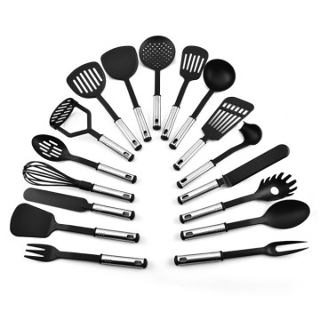 17pcs SS handle kitchen cooking nylon utensil set