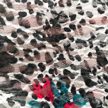 Dentelle de polyester imprimé léopard