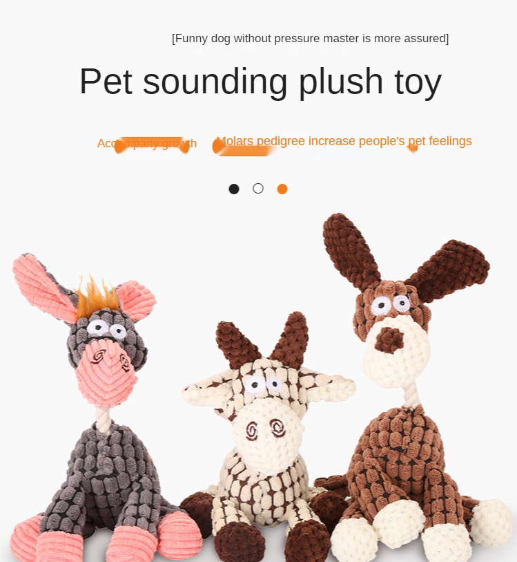 Wholesale Pet Products Donkey Dog Toys Shape Plush Dog Toy with Rope