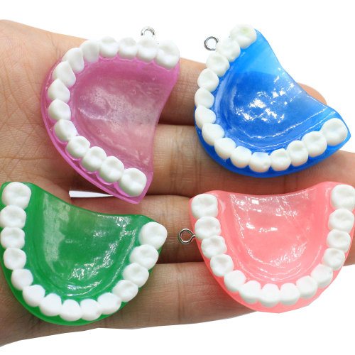 Suministro de dientes divertidos con bucle de 2 mm, decoración de resina, dijes de dientes artificiales, pendientes artesanales, colgante, accesorio de adorno de joyería