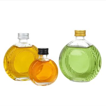 Custom Logo Round Flat Wine Empty Glass Bottle