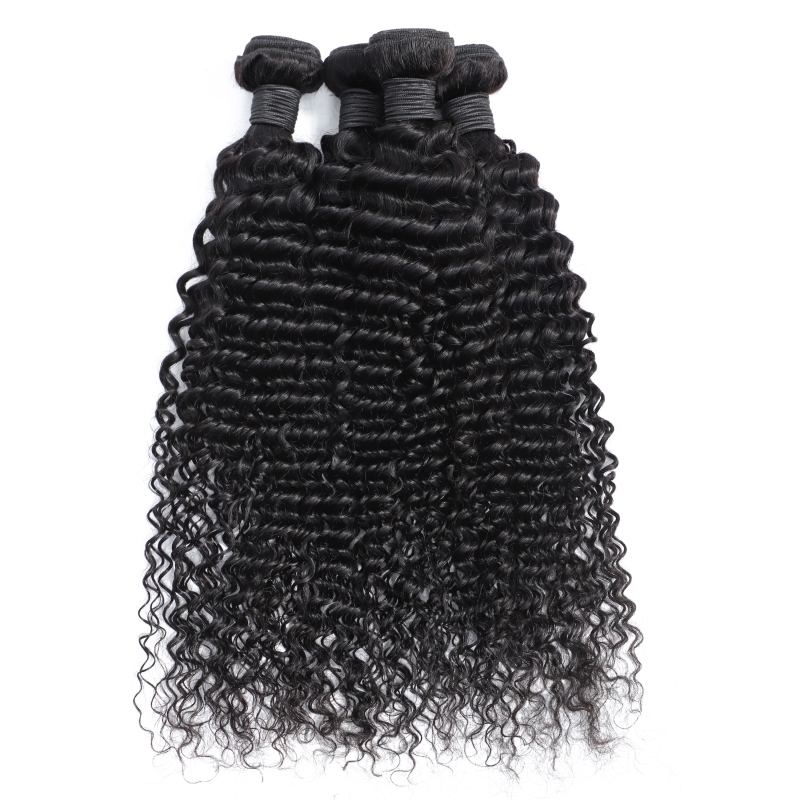 wholesale indian hair weave human hair deep wave bundles with closure cuticle aligned hair