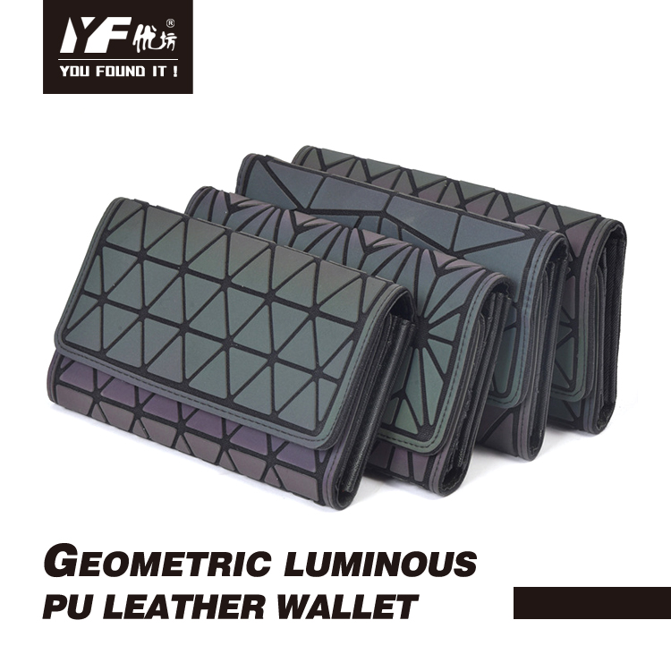 Fashion luxury women purses geometric luminous PU leather card holders women purse wallets