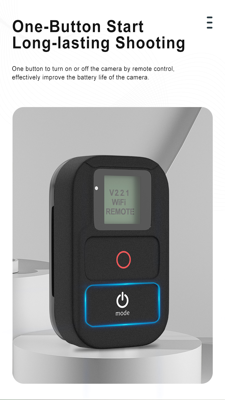 TELESIN WiFi Remote Control suitable for GoPro Hero 10 9 Max Hero 8 7 6 5 4 3 Black Hero 4 Session sports camera accessories