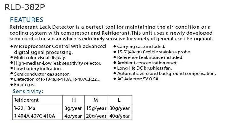 Igeelee The Refrigerant Leak Detector Halogen Leak Detector Rld-382p Refrigeration System Leak Leak Electronic Detector