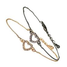 Elegant diamond heart charm bracelet