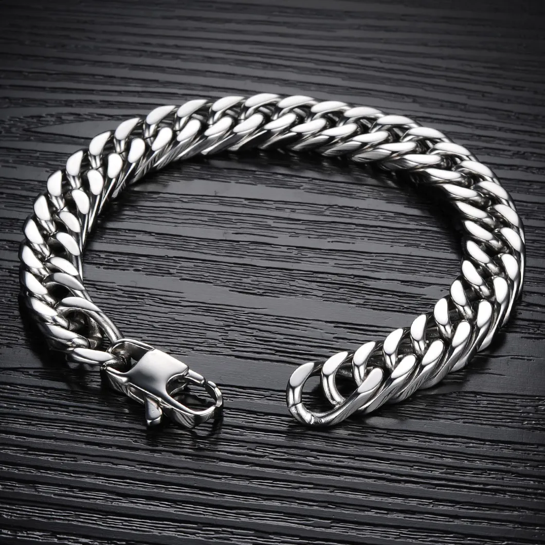 New Fashion Simple Bracelets Vintage Gold Handmade Stainless Steel Leather Men Bracelet