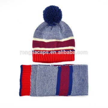 cute jacquard acrylic scarf hat set