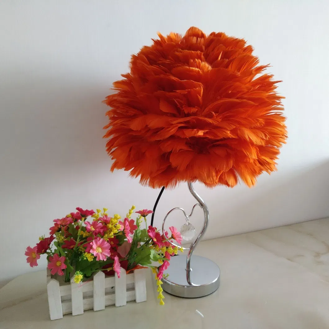 Elegant Goose Feather Heart Wing Desk Lamp for Living Room