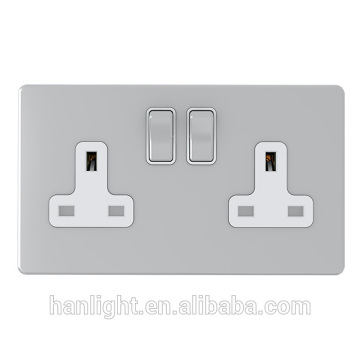 13A 2 Gang Double Pole Metal Modern Human Engineering Switch Socket