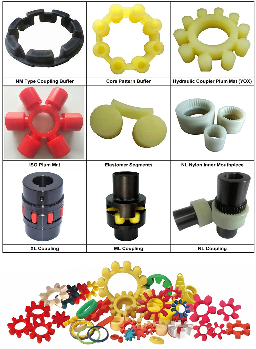 Closed Center Curved Jaw Coupling Element Polyurethane Spider