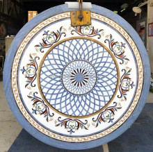 Round Marble Medallion with Mixed Colors and Waterjet Cut Patterns