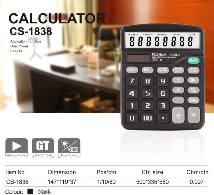 office&School hot selling black dual power 8 digits Desktop calculator