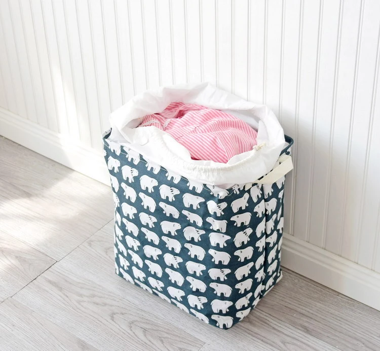 China Manufacturer Custom Logo Hotel Bathroom Nursery Cloth Storage Collapsible Hamper Washable Bin Bag Folding Eco Laundry Basket