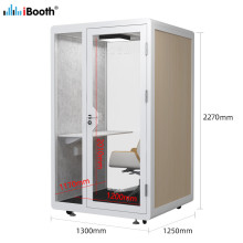 White Wooden Soundproof Telephone Booth for Live Webcasting, Vocal Music Studios & Private Silence Spaces