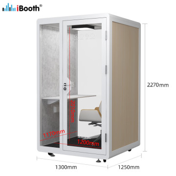White Wooden Soundproof Telephone Booth for Live Webcasting, Vocal Music Studios & Private Silence Spaces
