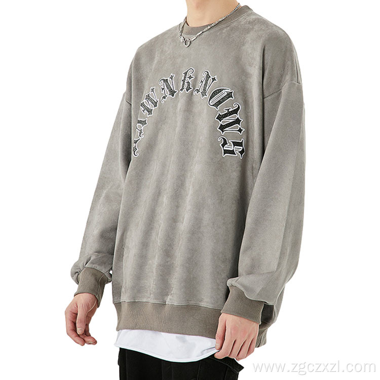 Men's Vintage Letter Embroidered Pullover Sweatshirt