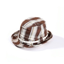 Custom Design Checked Printed Colorful Cotton Fabric Satin Lined Men's Fedora Hats