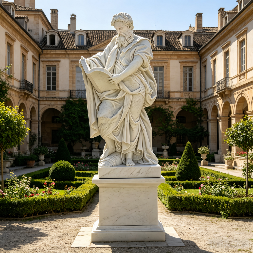Marble Statue in Classic Palace Garden Marble Statue in Classic Palace Garden
