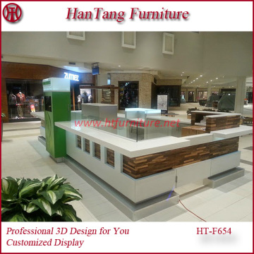 Hot sale snack kiosk showcase design, fast food kiosk showcase design