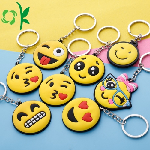 Emoji Smile Designs for Keychains Fashion Cartoon Emoji Smile Silicone Key Chains Supplier