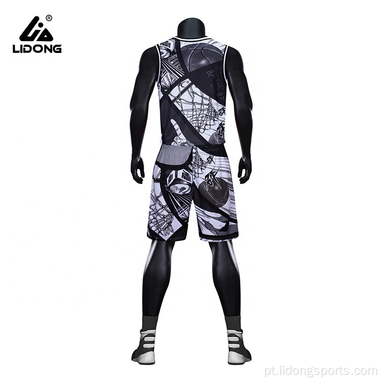 Camisa de equipe de uniforme de basquete masculino e shorts