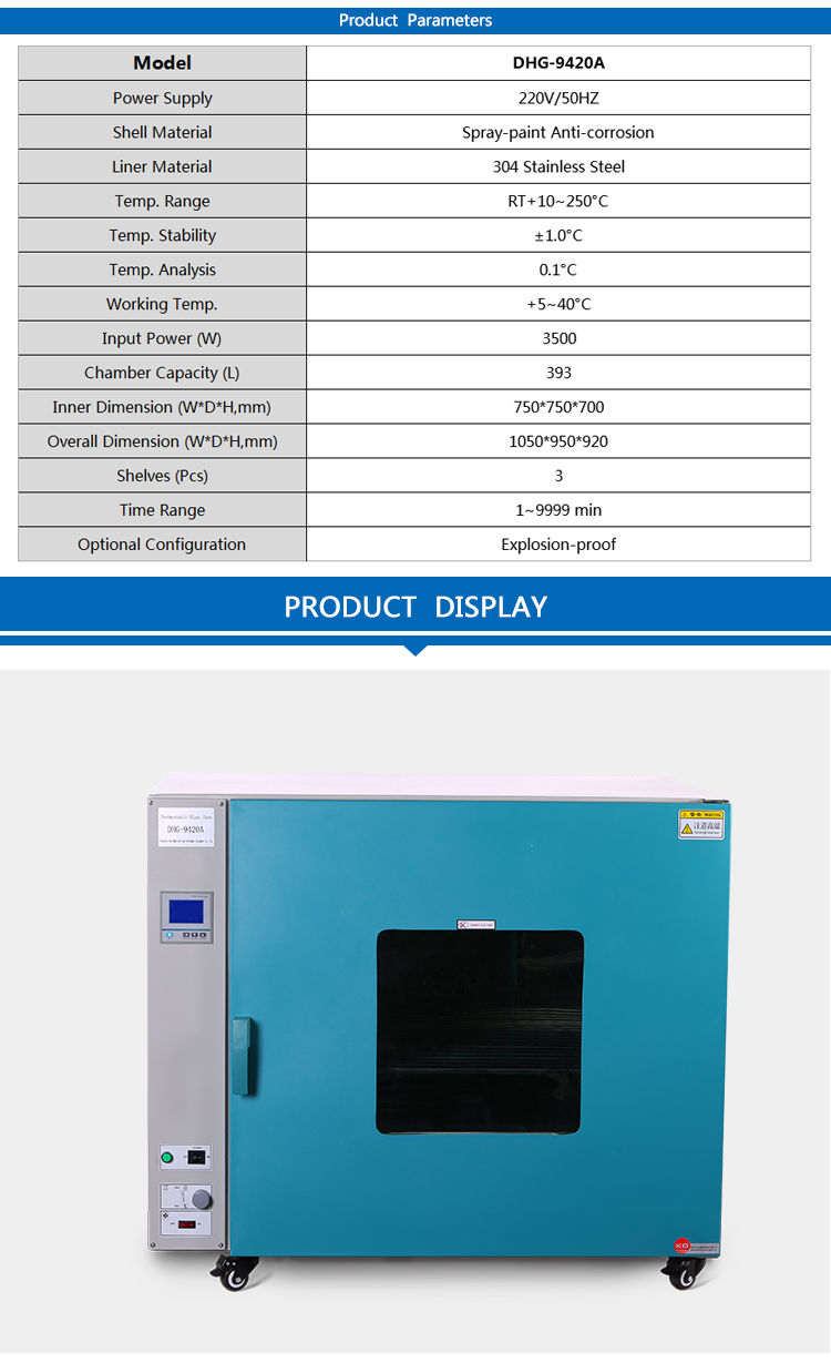 DHG9240 Benchtop Hot Air Circulating Soil Drying Oven