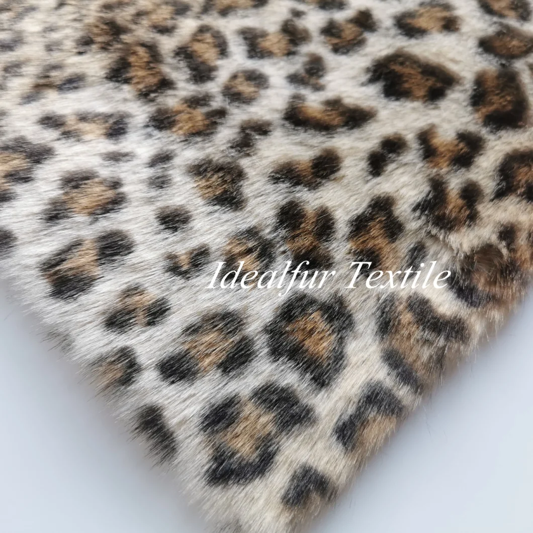 Soft Leopard Animal Print Faux Fur Fabric for Blanket for Garments