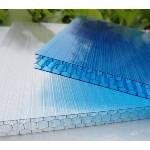 6mm 8mm 10mm UV UV Extruded Clear Cellular Hollow Panel แผ่นโพลีคาร์บอเนตสำหรับหลังคาเรือนกระจก