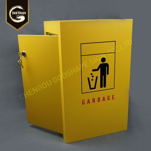 Yellow Metal Trash Can Wastebins