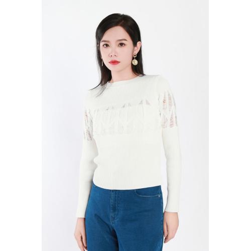 Crew-neck Long-sleeved Woolen Blouse