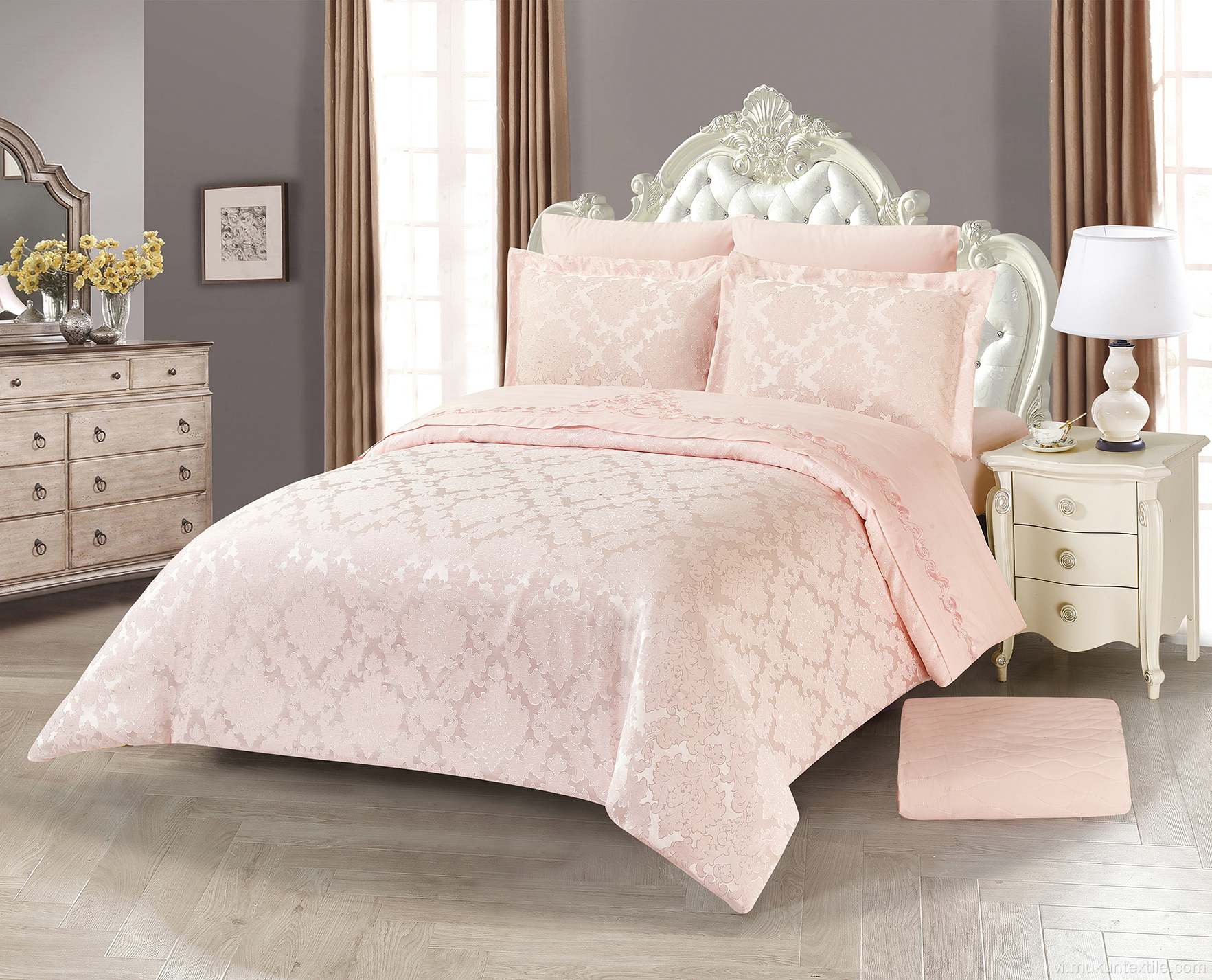 Bộ chăn ga gối đệm giường cỡ king jacquard quilt duvet comforter