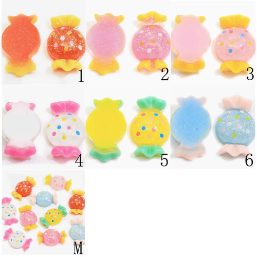 Multi Color Candy Shaped Resin Cabochon Kids Toy DIY Decoration Beads Charms Bedroom Desk Ornaments Beads Spacer