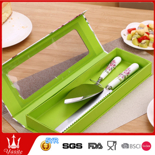 FDA certifications eco-friendly stainless steel bread knife and cake shovel set