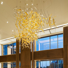 Luxury hotel project glass gold led chandelier