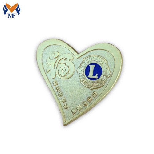 Custom Gold Heart Shaped Pin Badge