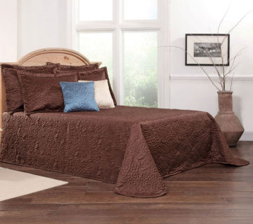 Shanghai Fashion Homes Chocolate Embroidered Satin Bedspread