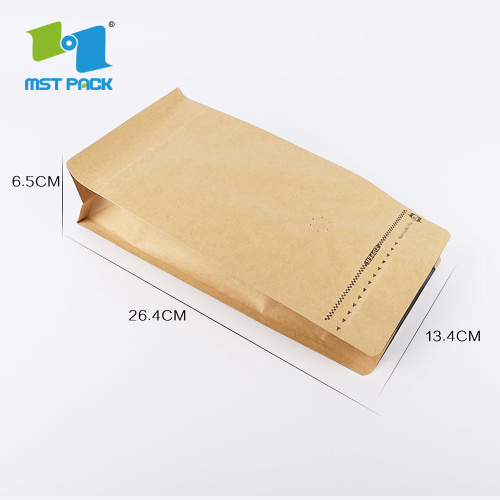 Custom Printed Craft Paper Flat Bottom Coffee Pouch