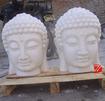 hand carved stone buddha head sculpture