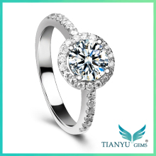 1.25ct brilliant Moissanite Engagement ring White gold,Diamond wedding band,7mm Round Cut,Gemstone Promise Bridal Ring