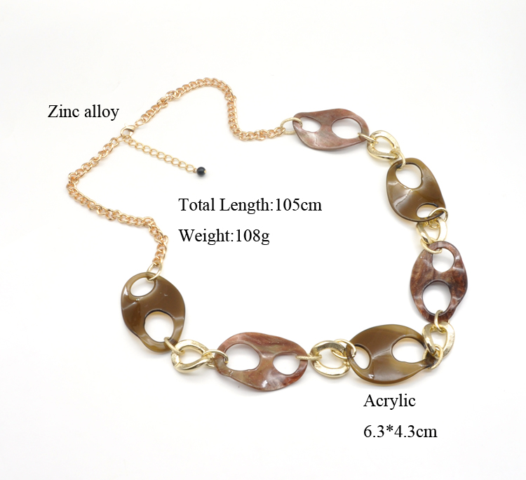 2021 deep color acrylic and resin link gold plated necklace chain