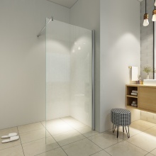 8/10mm Black/Silver Profile Walk-in Shower Door with Clear/Frosted Glass - BL-040