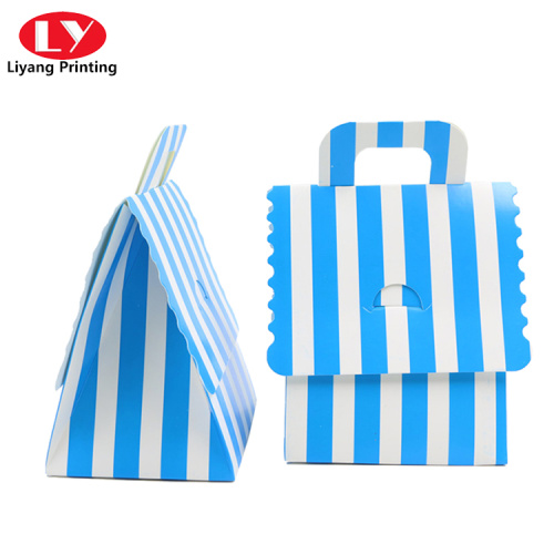 Custom Printed Stripe Gift Paper Box With Handle