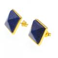 Natural Craved Pyramid Semi Precious Stone Stud Earrings