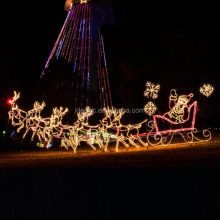 Animated 2D Rope Light Christmas Decorations: Santa Sleigh and Reindeer